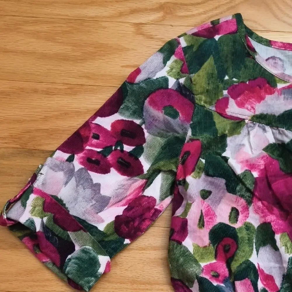 Gymboree, Floral Corduroy Dress 100% Cotton Size 12 NWT